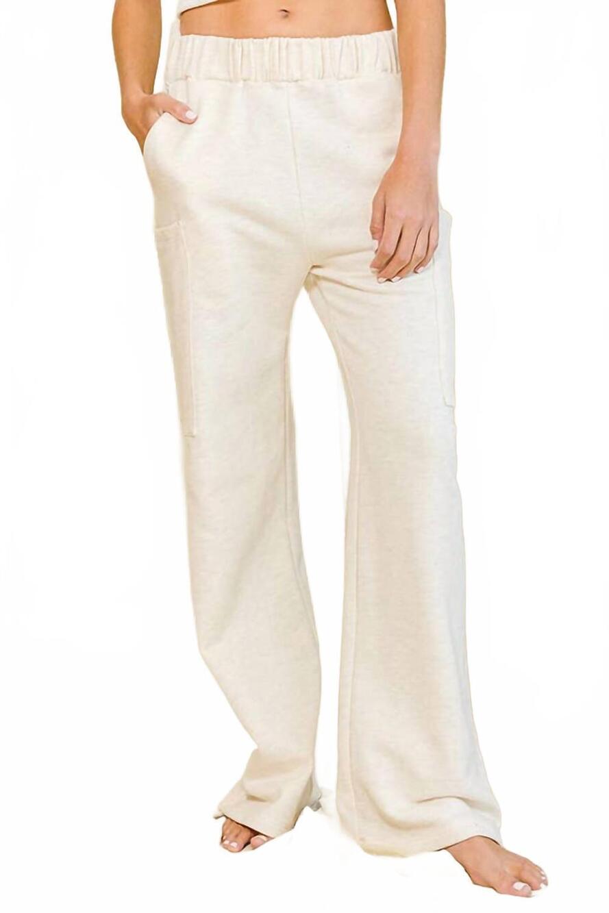 NEW BUCKETLIST side big patched pockets sweatpants in oatmeal